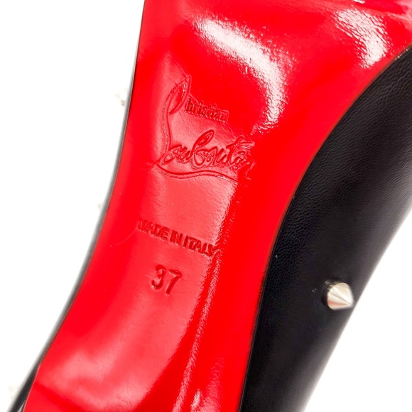 Christian Louboutin Black Leather Studded Spike Pumps Heels EU 37 - Picture 7 of 8